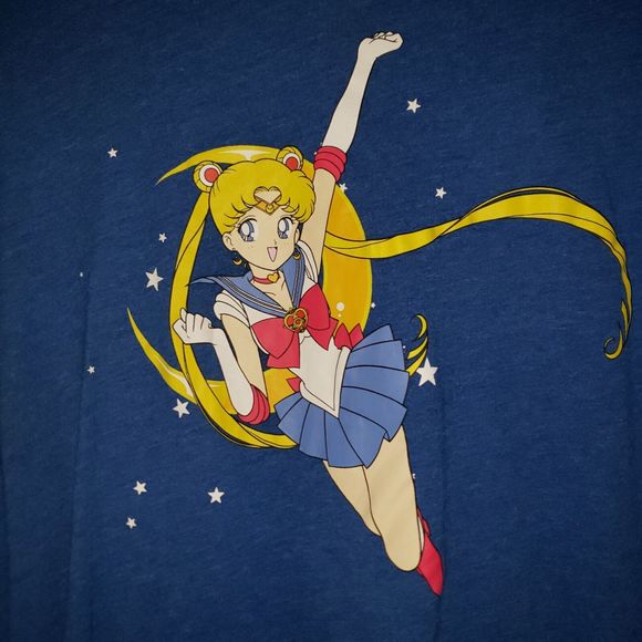 Sailor Tops - Womens Sailor Moon XL Long Sleeve Graphic Tee Blue